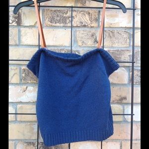 Ralph Lauren Woven Silk Cord Tank w/Leather Straps